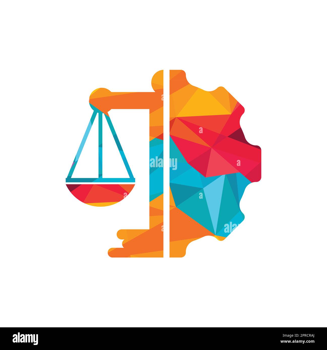 Industrial law firm vector logo design concept. Law firm with gear logo