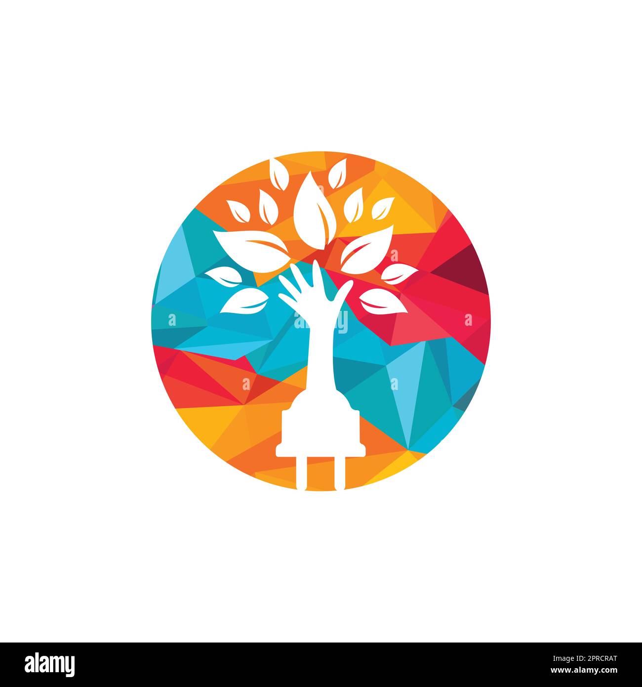 Electric cord and hand tree vector logo design. Stock Vector