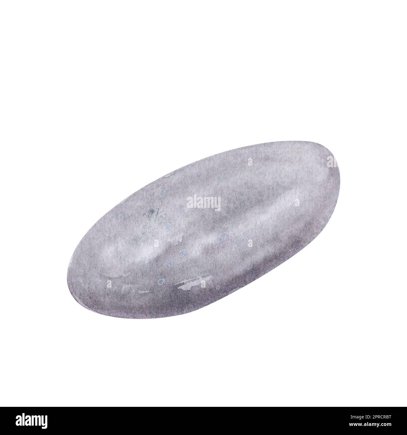 Grey zen stone sea pebbles isolated on white background. Watercolor hand drawn spa composition illustration for design Stock Photo