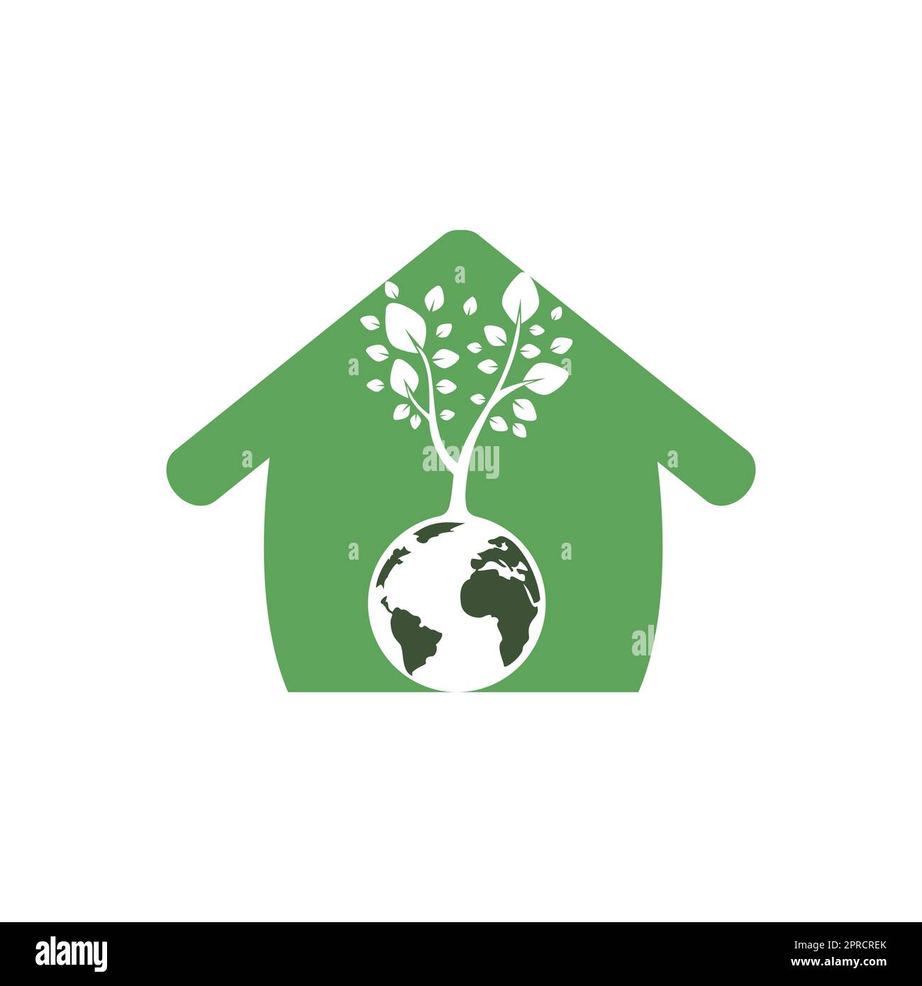Globe tree with home vector logo design template. Planet and eco symbol ...