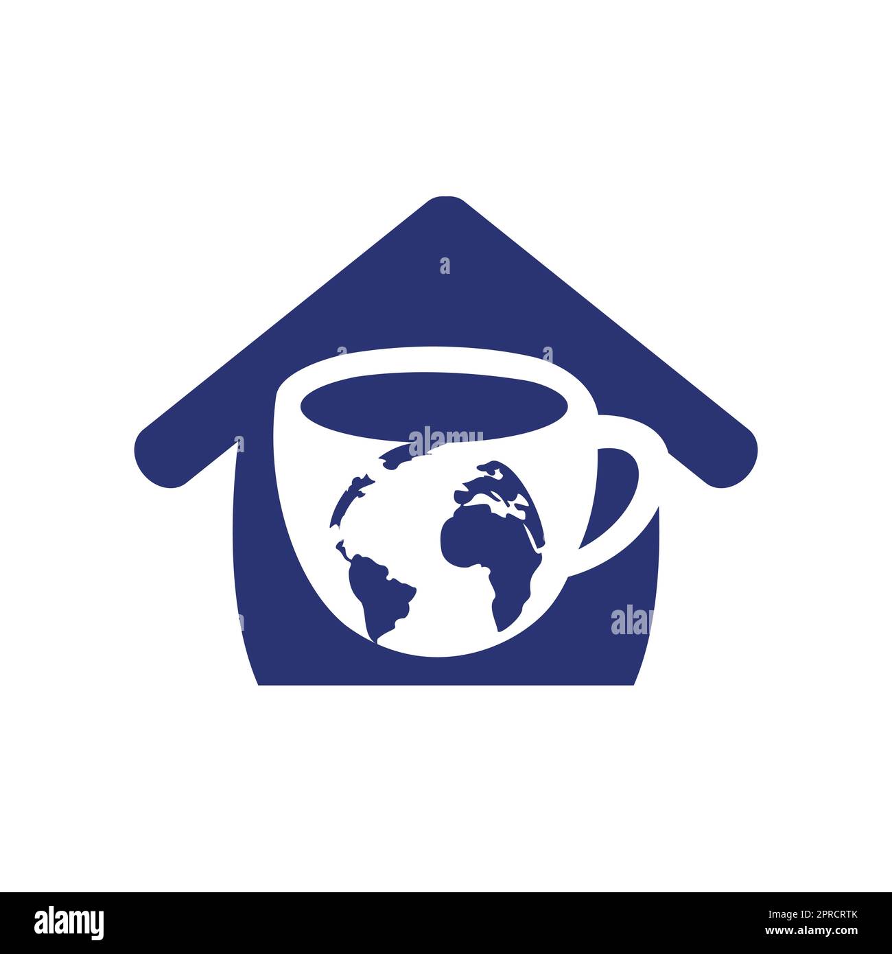 Creative Coffee cup with globe map vector logo design template. Stock Vector