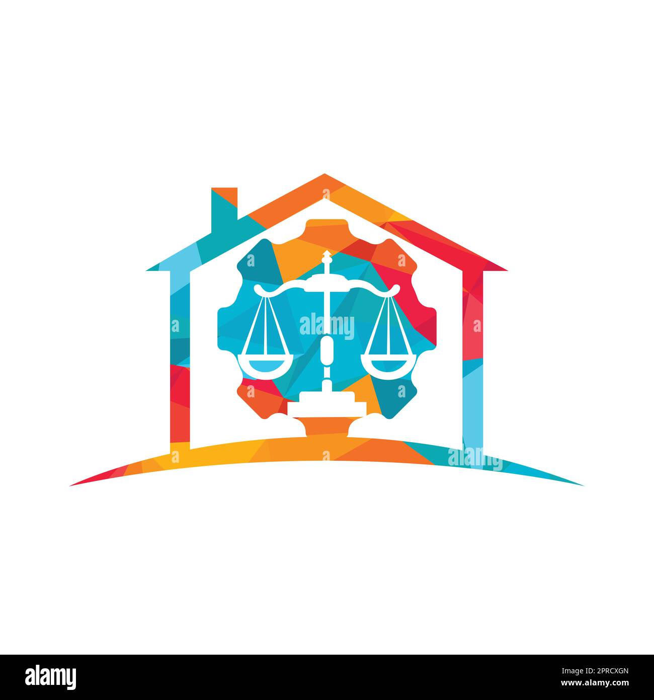 Industrial law firm vector logo design concept. Law firm with gear logo