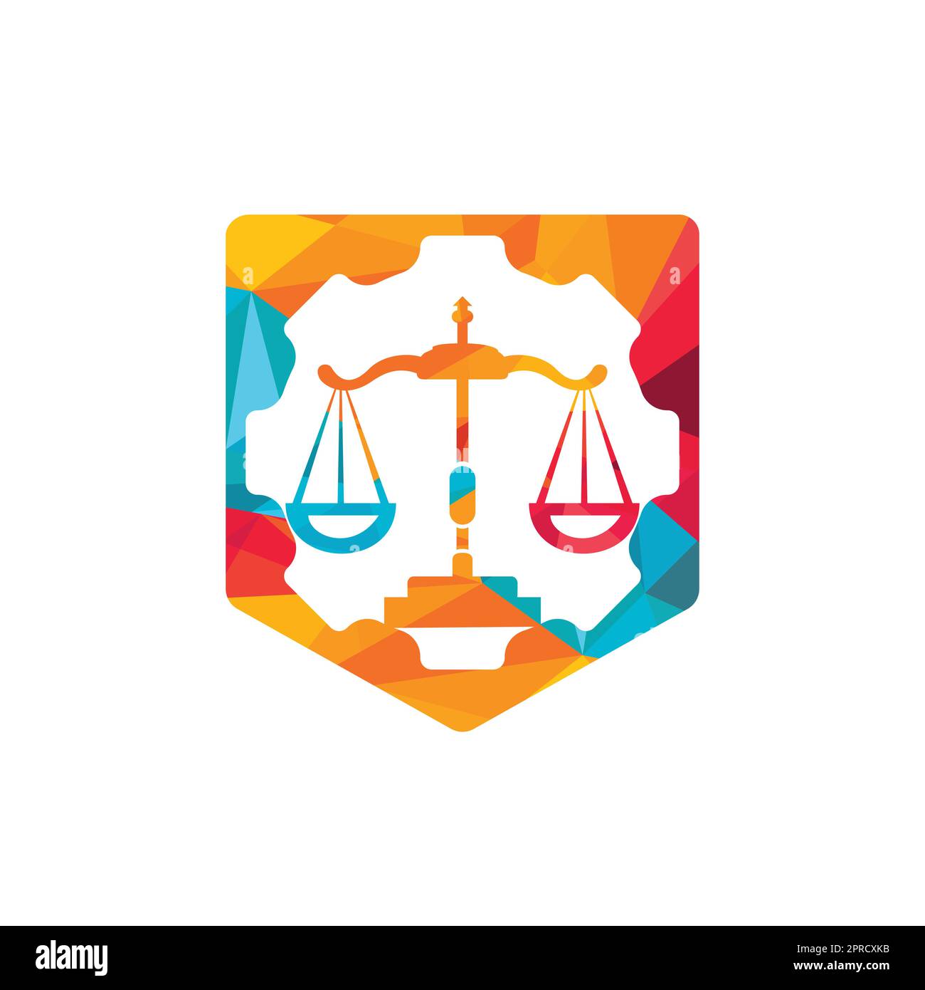Industrial law firm vector logo design concept. Law firm with gear logo