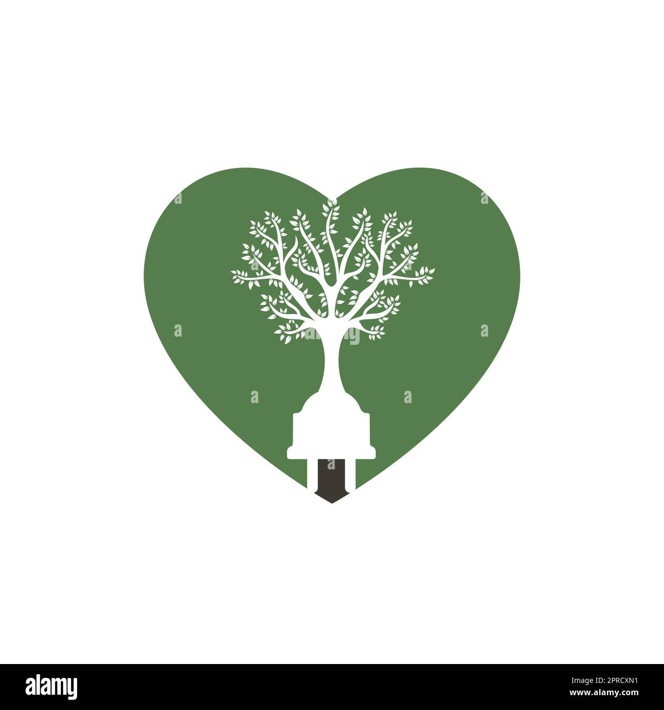 Green energy electricity logo concept. Electric plug icon with tree and ...