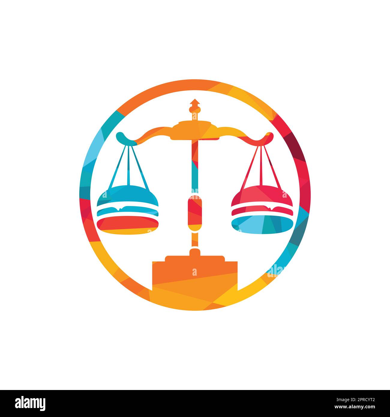 Food law vector logo design template. Law balance and burger icon ...