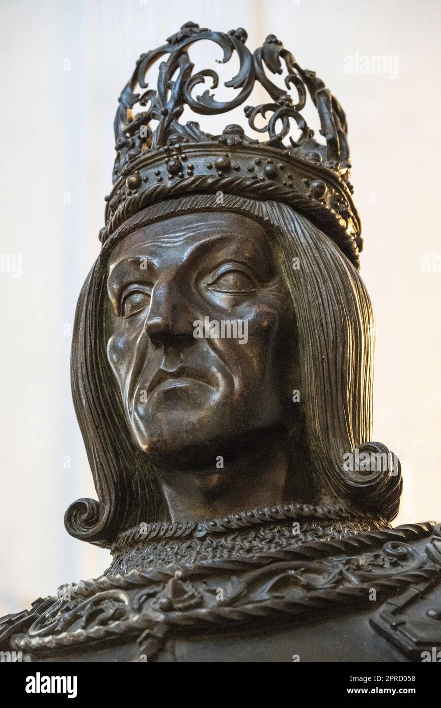 rudolph I of Habsburg bronze statue at the Hofkirche museum in Innsbruck for Emperor Maximilian I. Stock Photo
