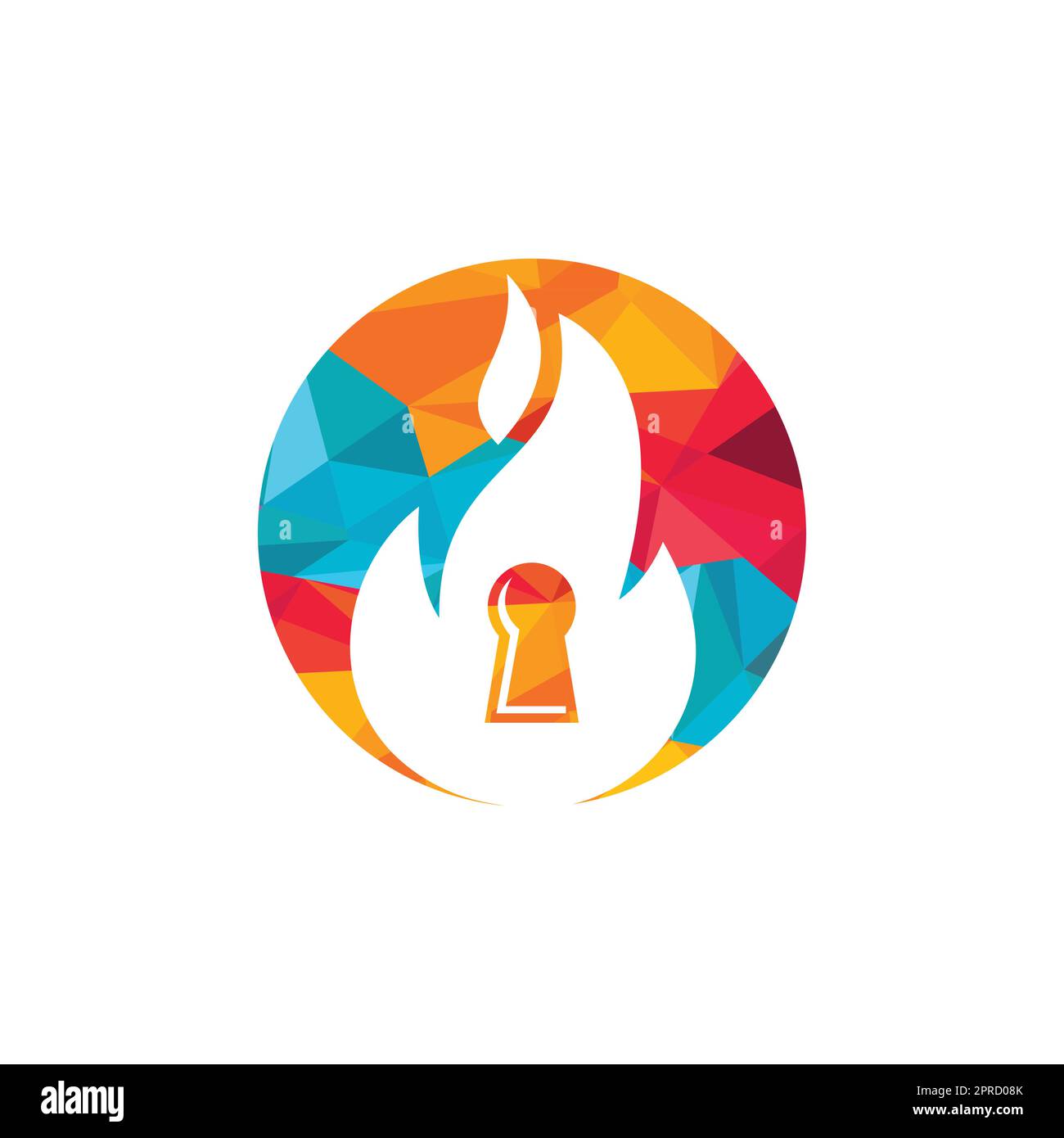Fire padlock key logo design template. Fire flame key logo icon. Stock Vector