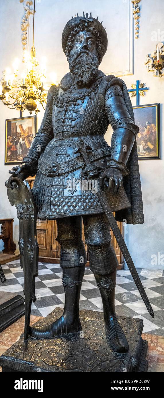 Chlodwig or King Clovis who was Christian King of the Franks bronze statue at the Hofkirche museum in Innsbruck for Emperor Maximilian I. Stock Photo