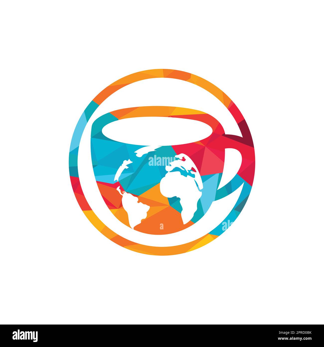 Creative Coffee cup with globe map vector logo design template. Stock Vector