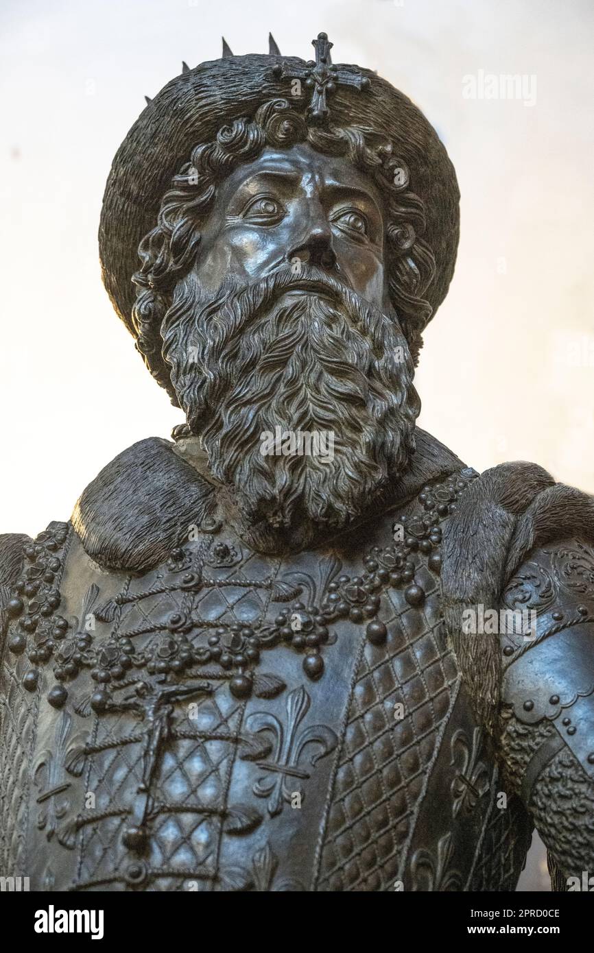 Chlodwig or King Clovis who was Christian King of the Franks bronze statue at the Hofkirche museum in Innsbruck for Emperor Maximilian I. Stock Photo