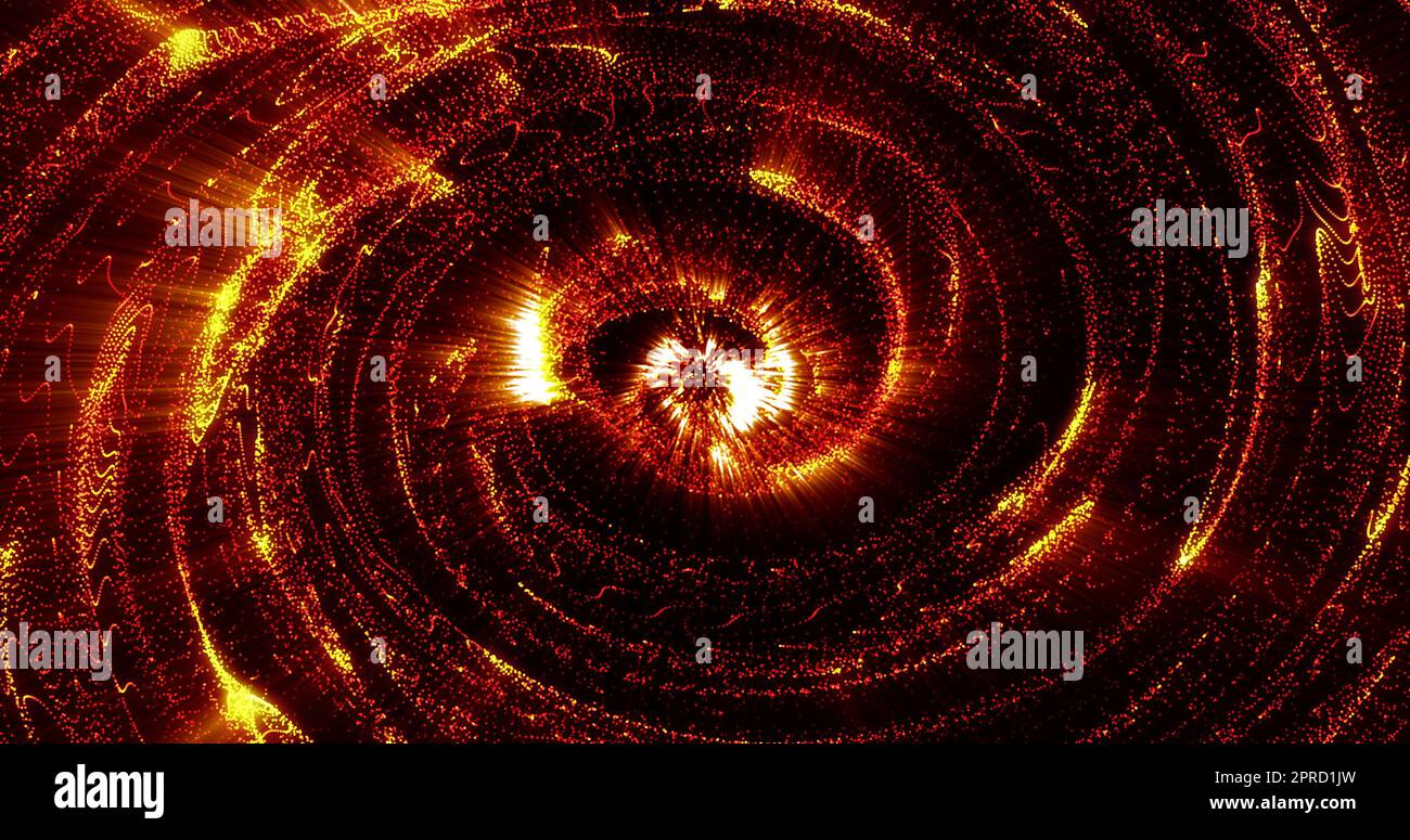 Abstract background orange fiery funnel swirl tunnel spiral on glowing ...