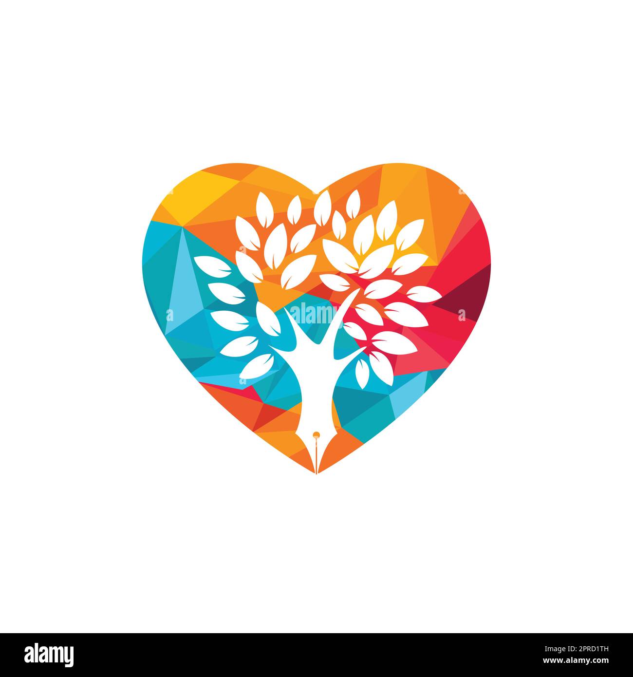 Tree pen vector logo design template. Writer love and nature logo ...