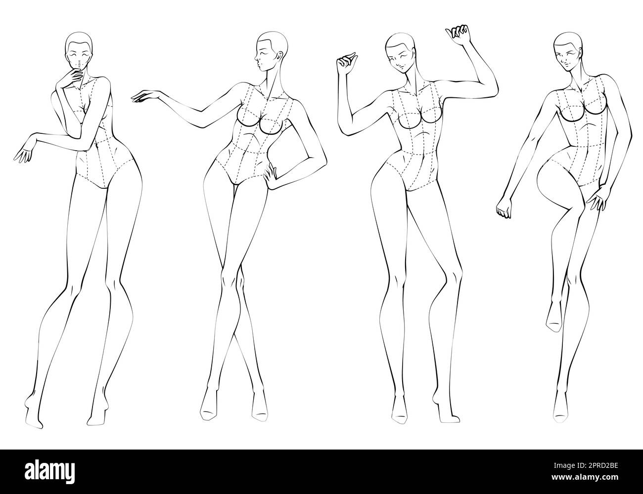 Fashion figure ten heads design template croquis Stock Vector Image Art Alamy