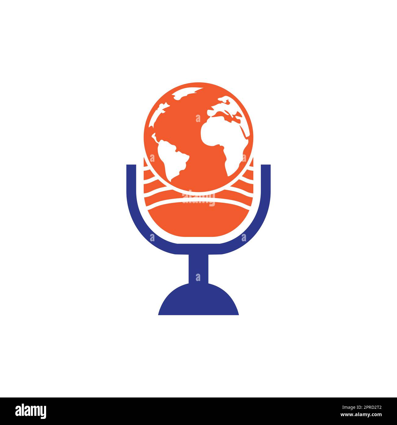 Global podcast logo design. Broadcast entertainment business logo template vector illustration. Stock Vector