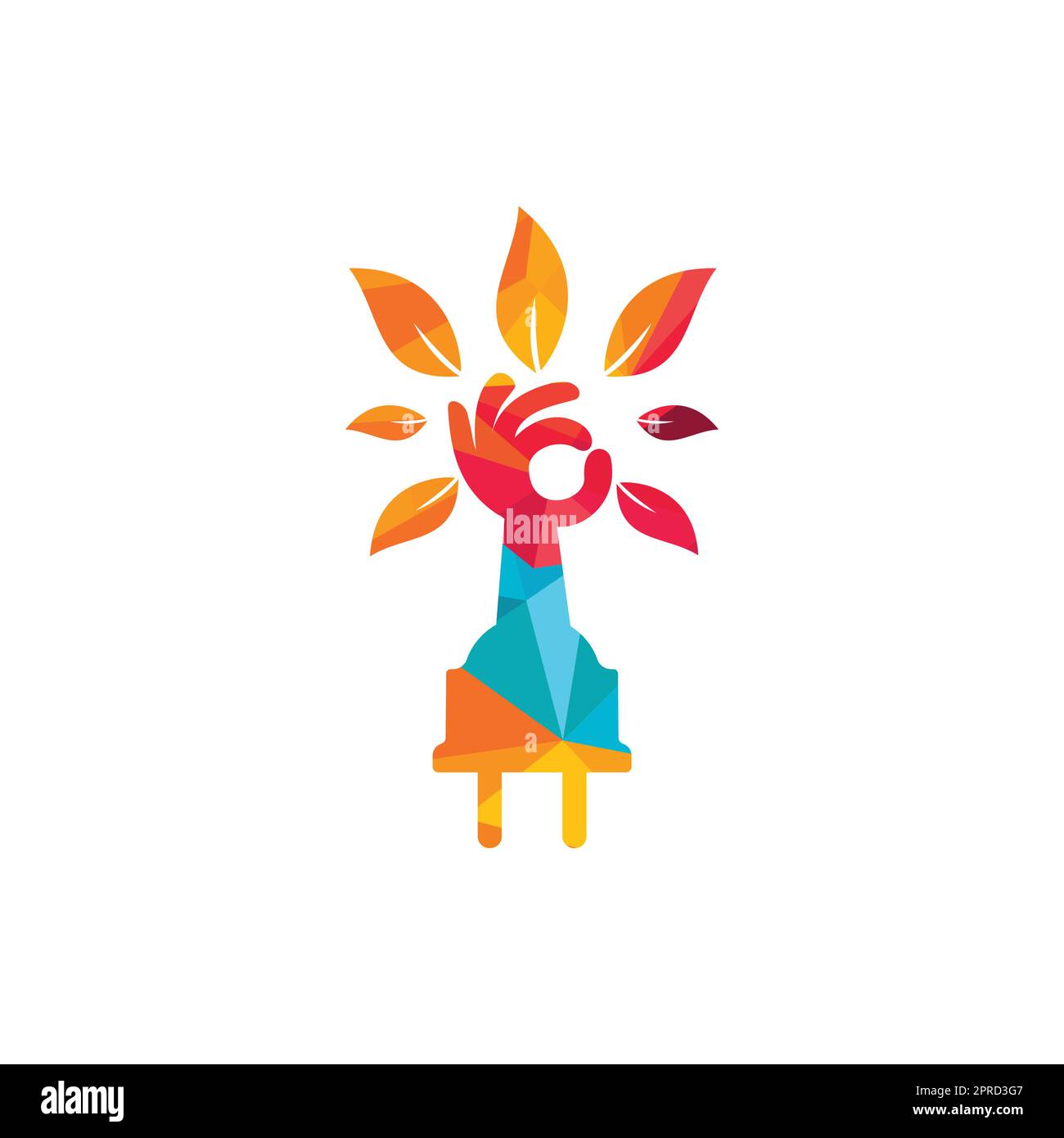 Electric cord and hand tree vector logo design. Stock Vector