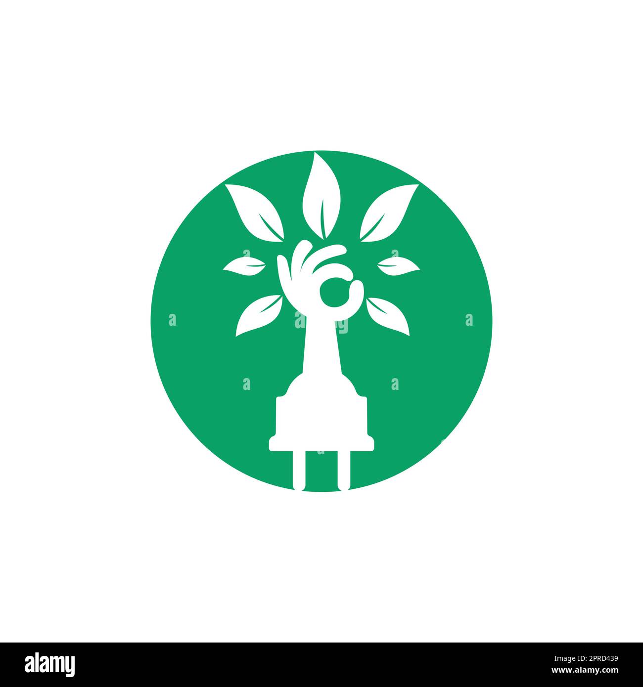 Electric cord and hand tree vector logo design. Stock Vector
