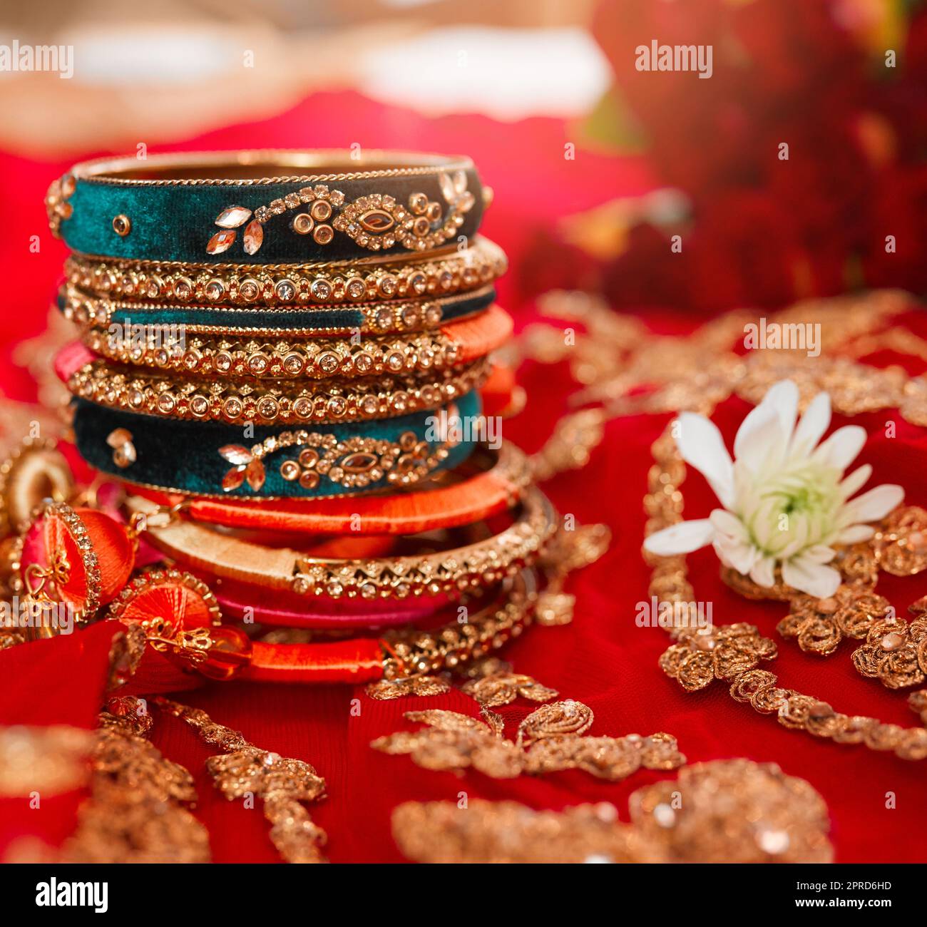 Exquisite bangles for an exquisite look. beautiful bangles for a bride to wear at a traditional wedding. Stock Photo