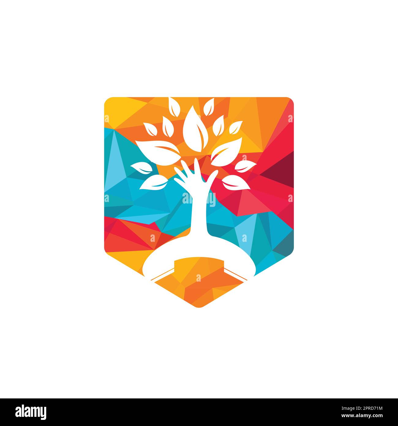 Nature call vector logo design. Handset and hand tree icon design ...