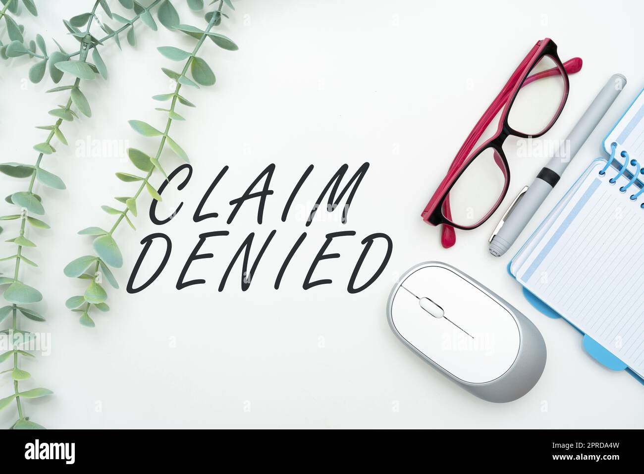 Writing displaying text Claim Denied. Concept meaning Requested reimbursement payment for bill has been refused Flashy School Office Supplies, Teaching Learning Collections, Writing Tools Stock Photo