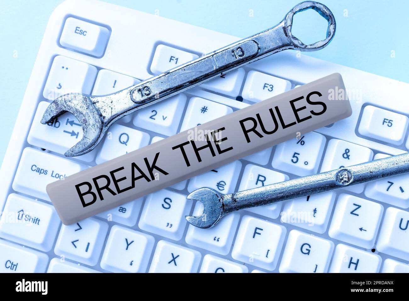 Sign displaying Break The Rules. Concept meaning Make changes do everything different Rebellion Reform -48570 Stock Photo