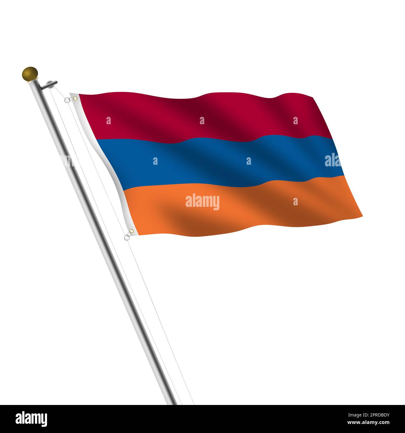 An Armenia flagpole 3d illustration on white with clipping path Stock Photo