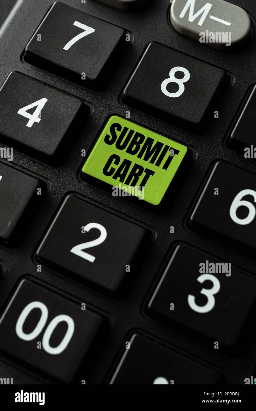 Text caption presenting Submit Cart. Word Written on Sending shopping