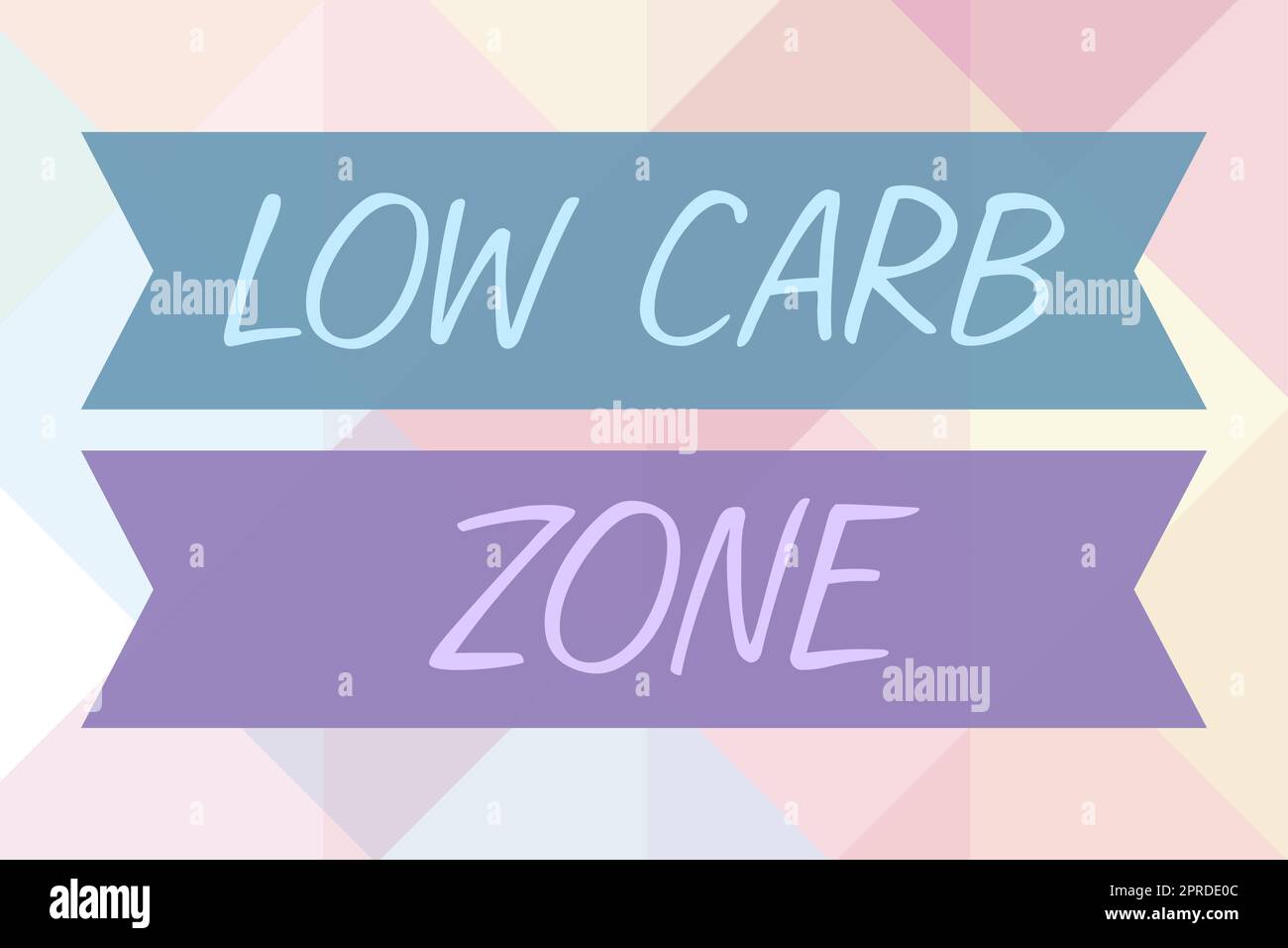 Hand writing sign Low Carb Zone. Internet Concept Healthy diet for losing weight eating more proteins sugar free Blank Color Ribbons Representing Creative Banners For Advertisement. Stock Photo
