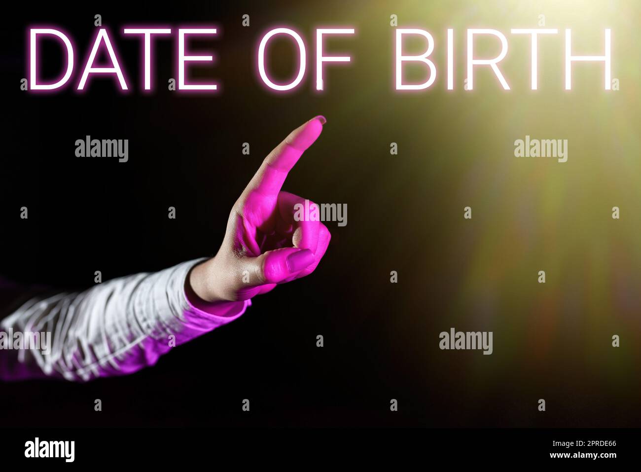 Handwriting text Date Of Birth, Word for Day when someone is born new