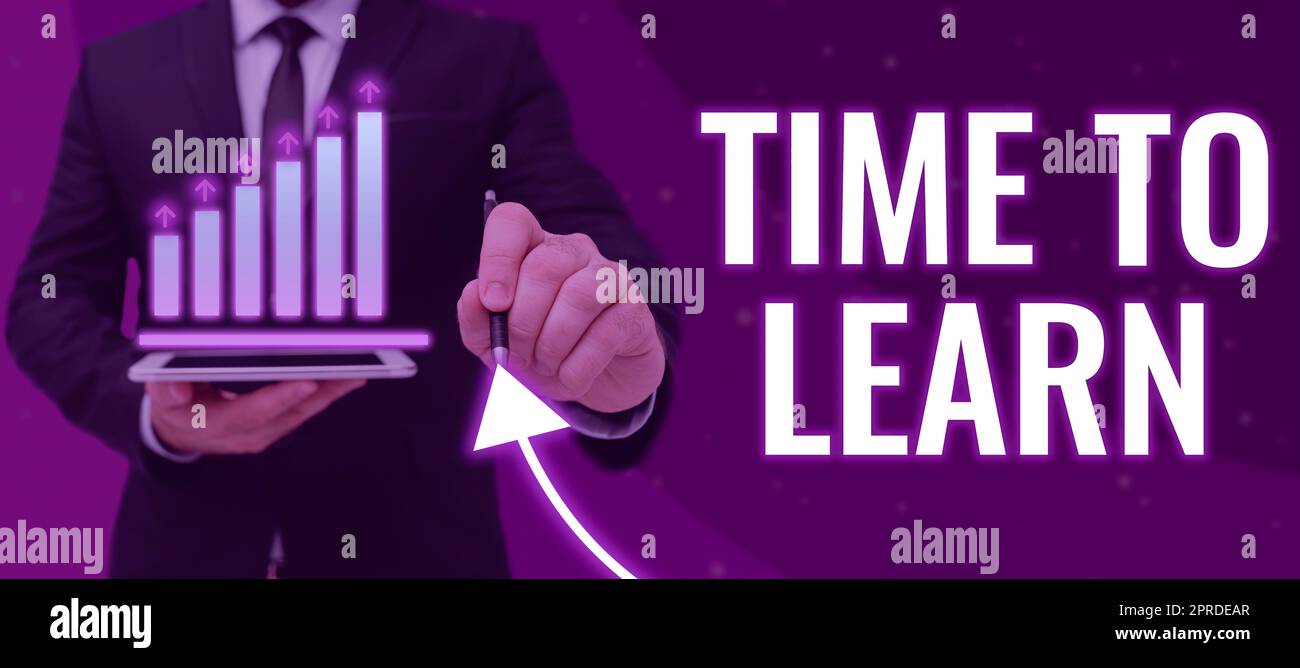 Conceptual caption Time To Learn. Concept meaning Obtain new knowledge or skill Educational or career growth Stock Photo