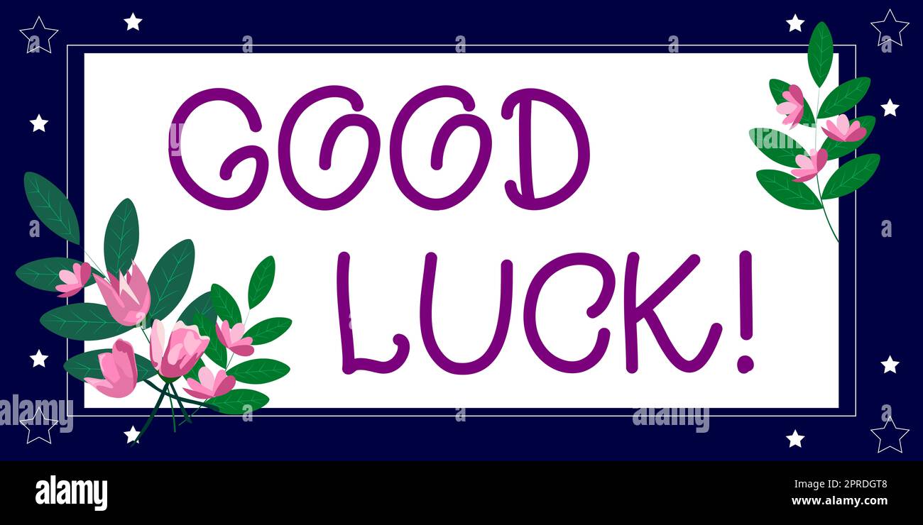 GOOD LUCK text written on red round vintage rubber stamp Stock