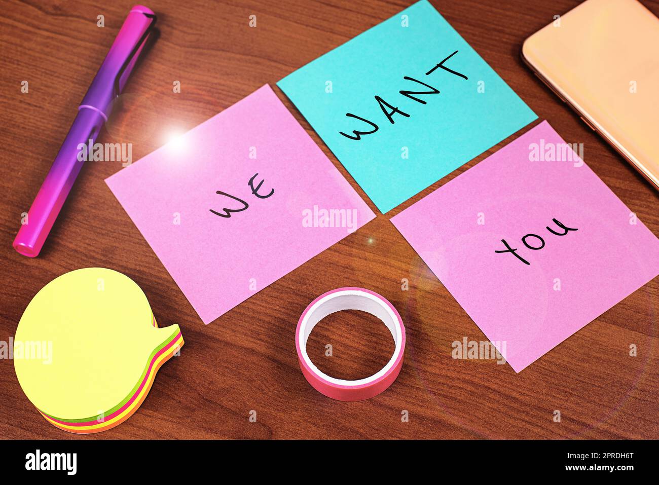 Inspiration showing sign We Want You. Concept meaning Company wants to hire Vacancy Looking for talents Job employment Important News Written On Three Notes On Desk With Memos And Tape. Stock Photo