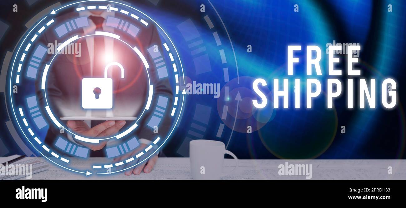 Conceptual display Free Shipping, Concept meaning Freight Cargo