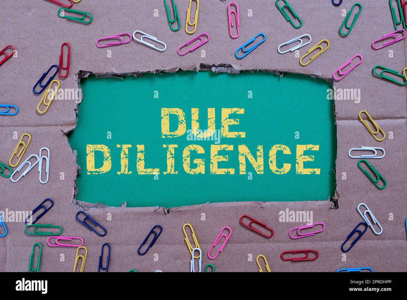 Hand writing sign Due Diligence. Concept Comprehensive