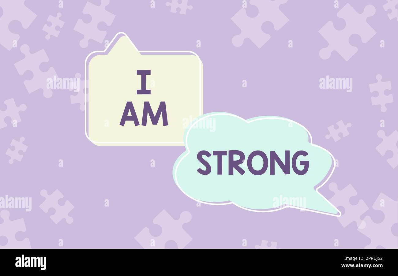 Inspiration showing sign I Am Strong. Internet Concept Have great strength being healthy powerful achieving everything Thought Bubbles Representing Connecting With People Through Social Media. Stock Photo