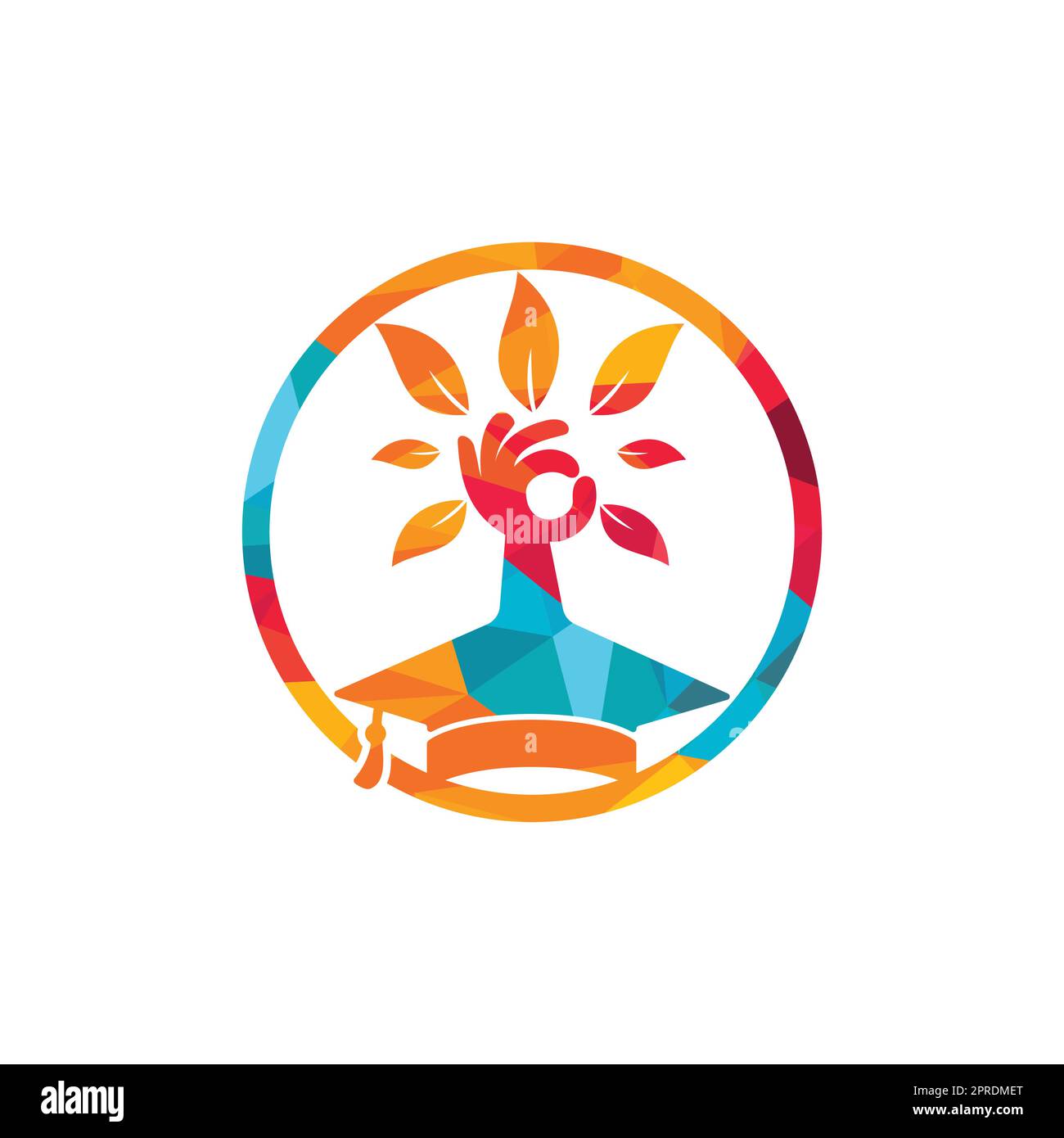Education insurance and support logo concept. Graduation cap and hand ...