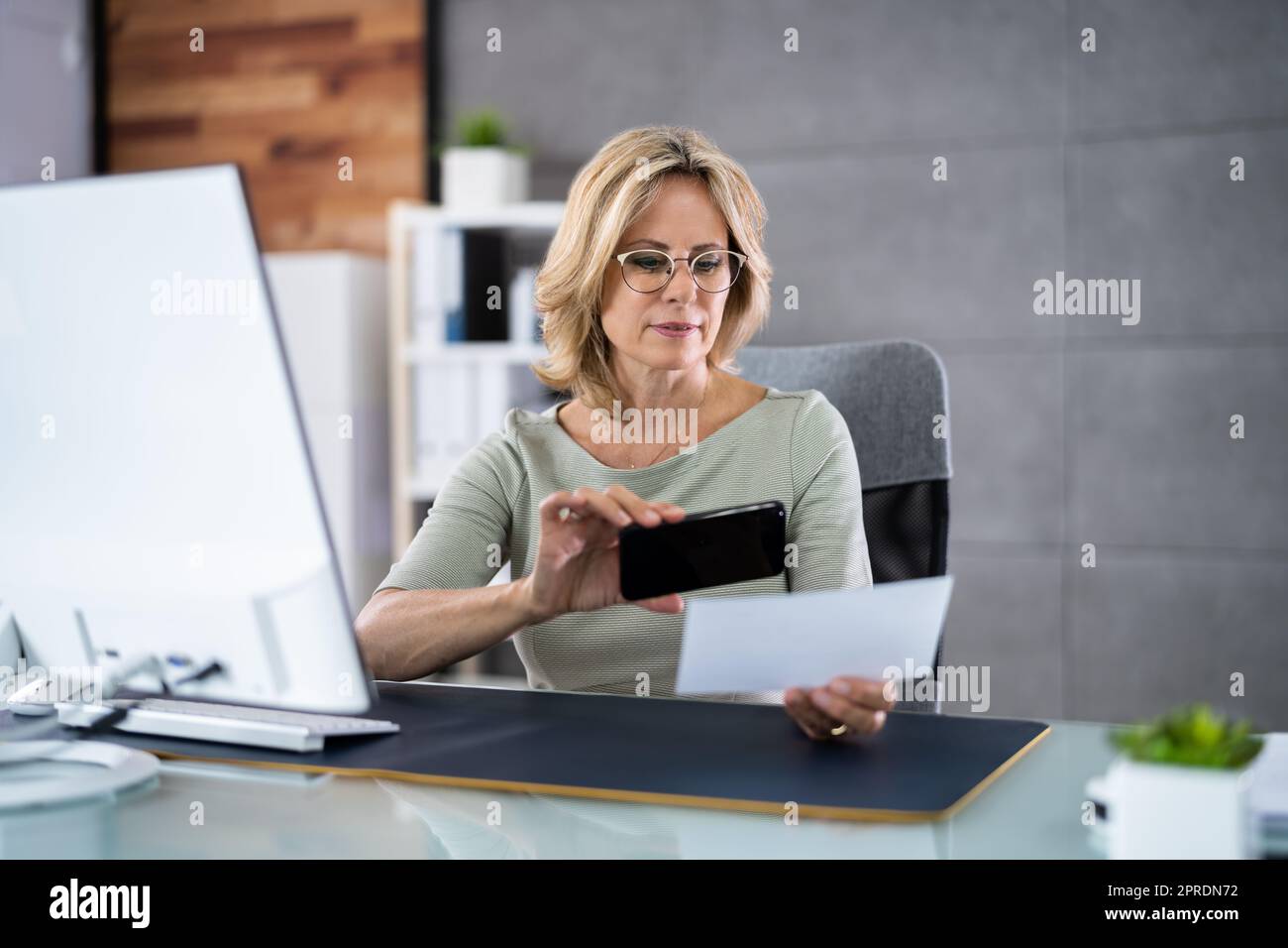 Remote Check Deposit Taking Photo Stock Photo
