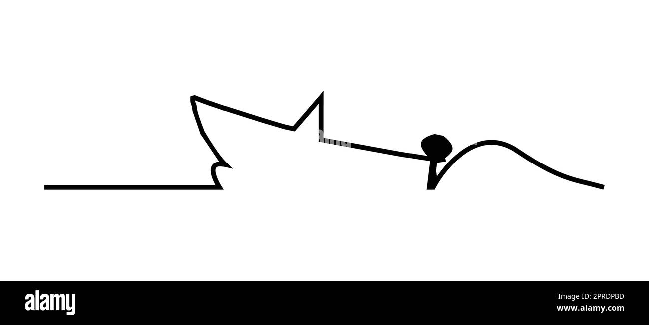 Cartoon Speedboat Blackline Drawing Stock Vector