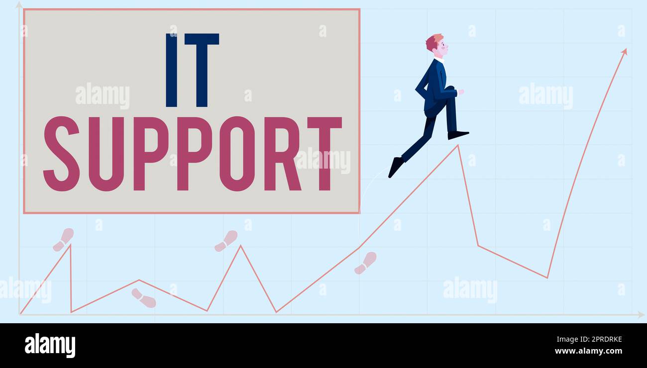 Text sign showing It Support. Concept meaning Lending help about