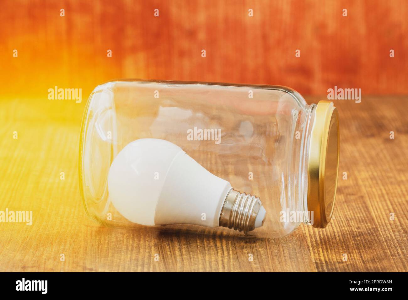 Light bulb inside jar Stock Photo
