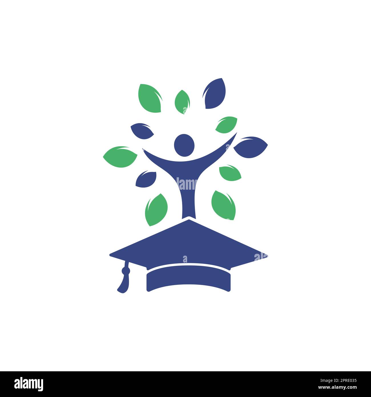 Education insurance and support logo concept. Graduation cap and human