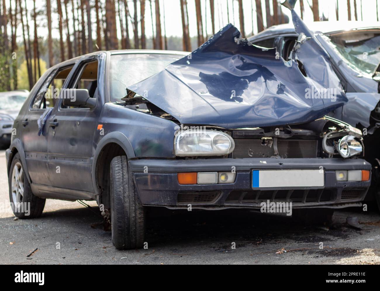 Premium Photo  Broken car after a traffic accident in the parking lot of a  repair station car body damage workshop outdoors sale of insurance cars  accident on the street car after