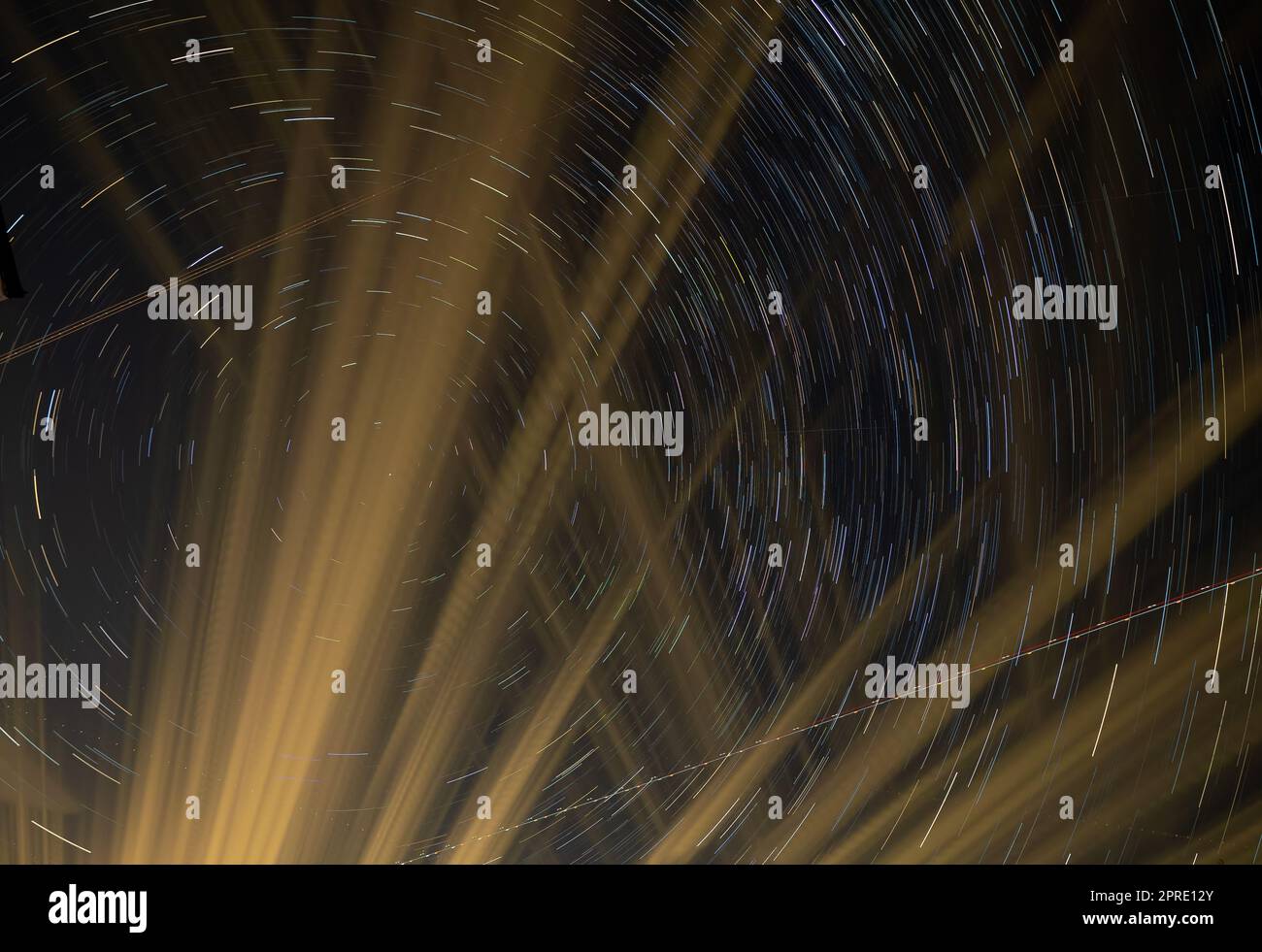 Star Trails and Light Stock Photo