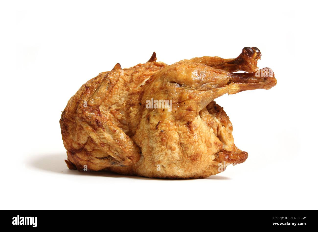 Whole Rotisserie Chicken Isolated on White Background Stock Photo Alamy