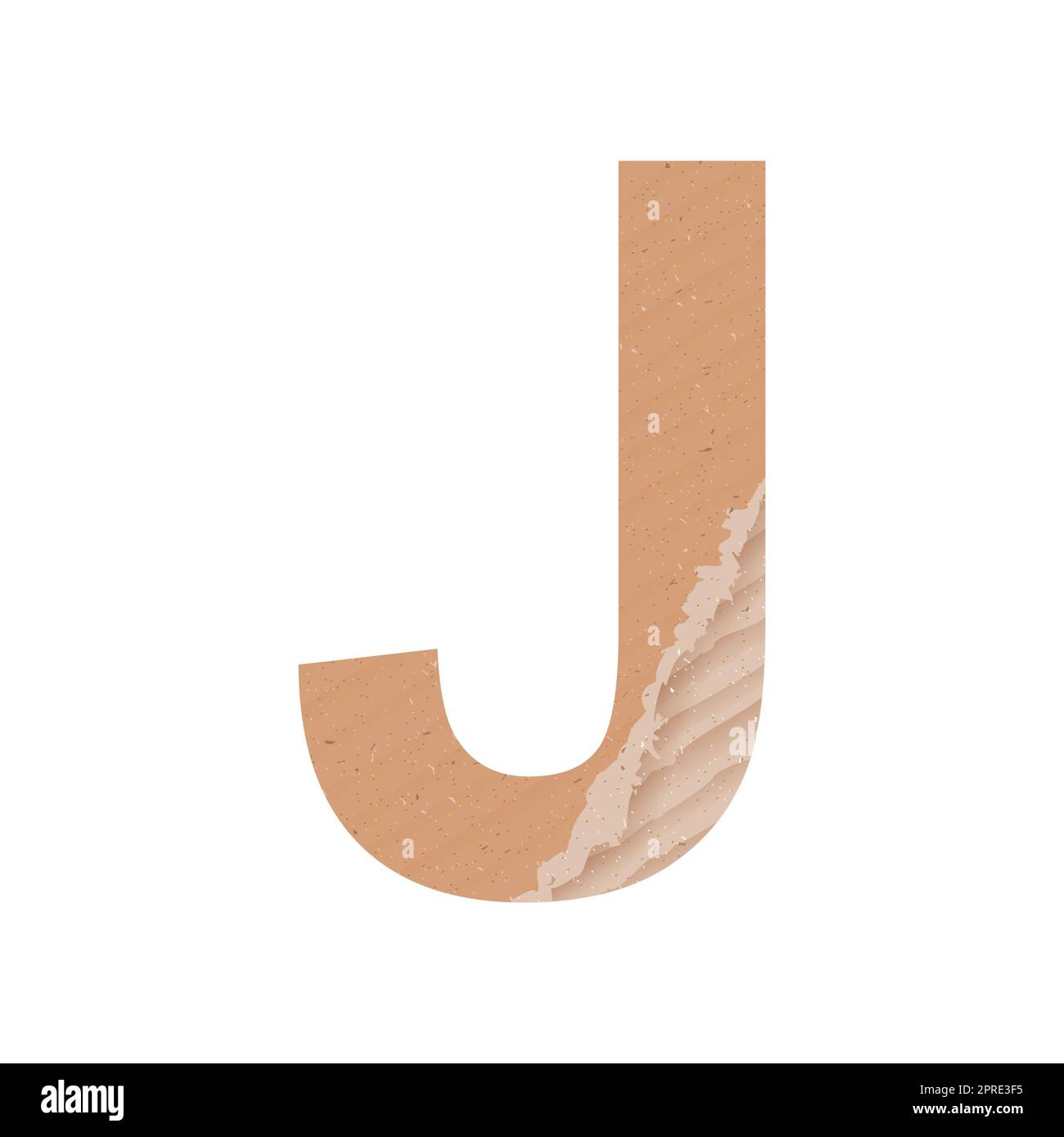 Letter J of the English alphabet, gray paper cardboard texture on white background - Vector illustration Stock Photo