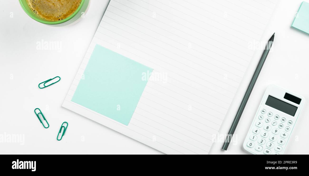 Multiple Assorted Collection Office Stationery Photo Placed Over Table Stock Photo