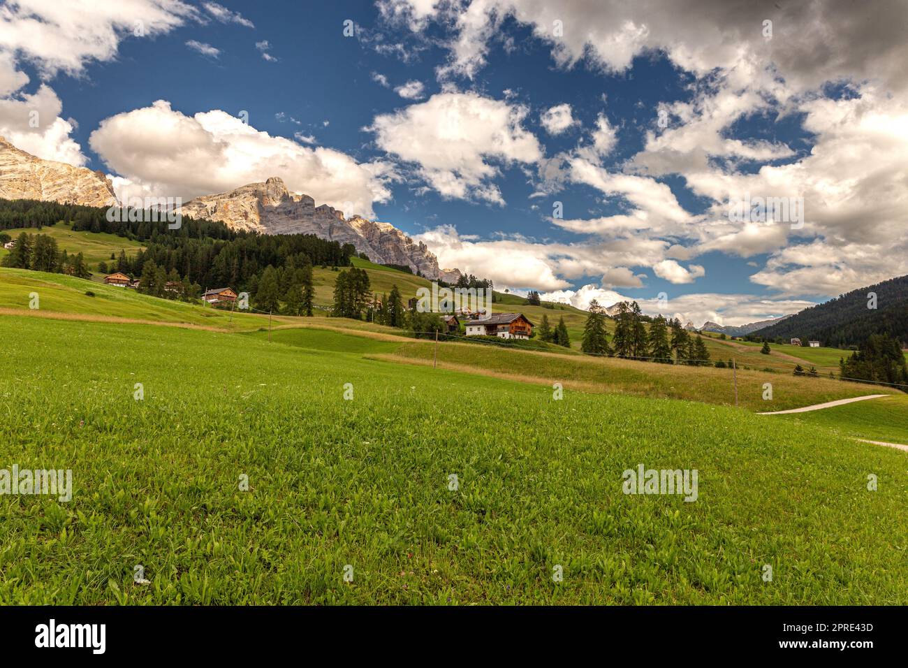 Dolomiti Alps in Alta Badia landscape view Stock Photo