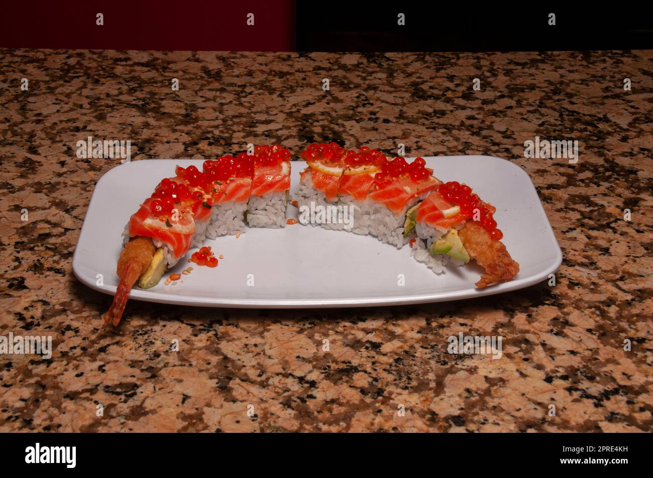 Traditional and authentic Japanese cusine know as a Sushi Roll Stock Photo