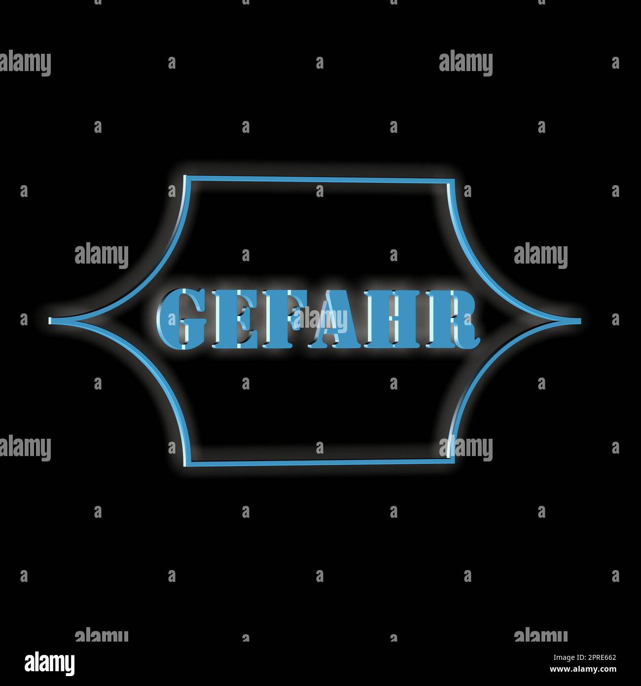 'Gefahr' = 'Danger' - word, lettering or text as 3D illustration, 3D rendering, computer graphics Stock Photo