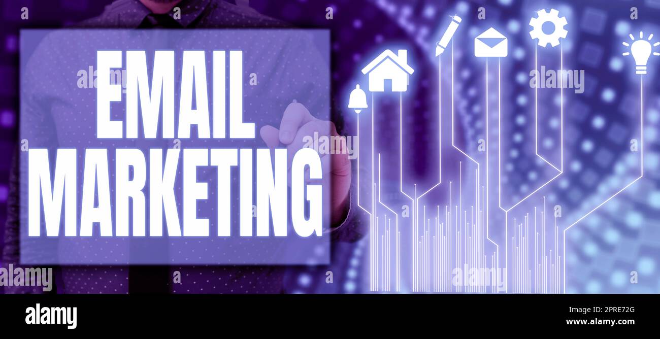 Text caption presenting Email MarketingSending a commercial message to