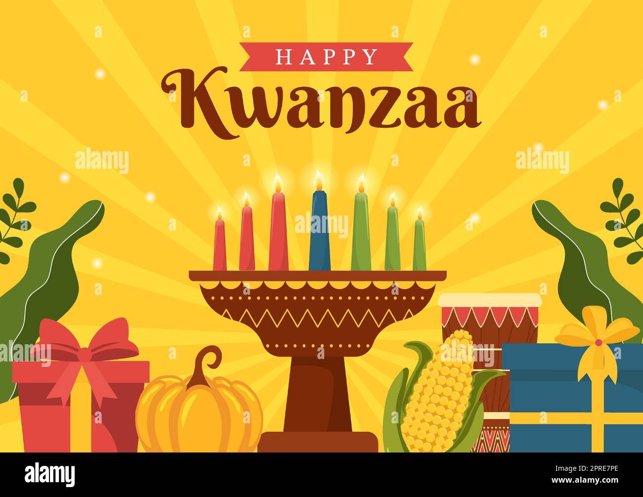 Happy Kwanzaa Holiday African Template Hand Drawn Cartoon Flat